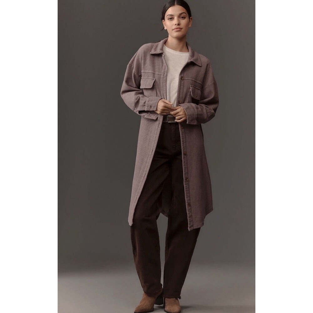 Anthropologie Pilcro Duster Shacket Jacket Women Lilac Comfy Preppy Small NWT
